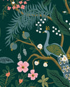 Cojín Borlas Vintage Garden Peacock Verde 30x50 cms 100% lona