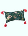 Cojín Borlas Vintage Garden Peacock Verde 30x50 cms 100% lona